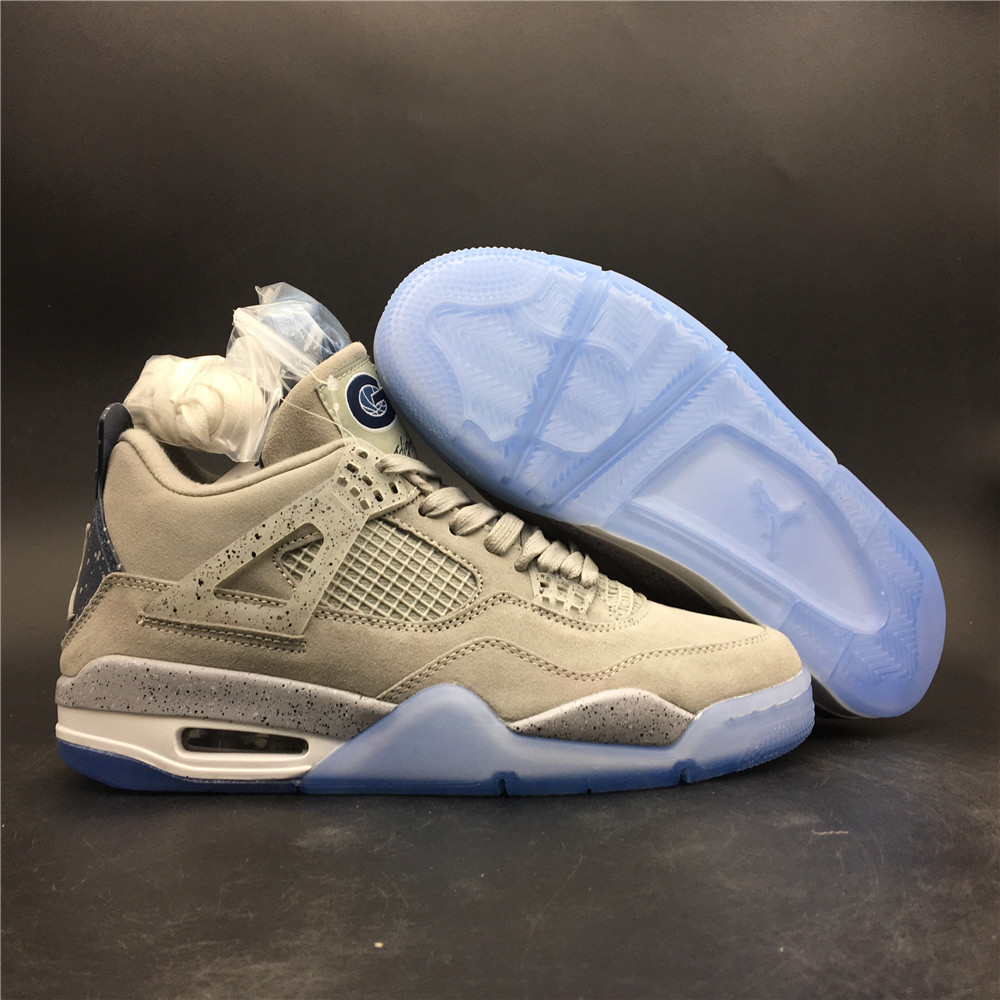 2019 Men Jordan 4 Retro Grey Blue Sole Shoes